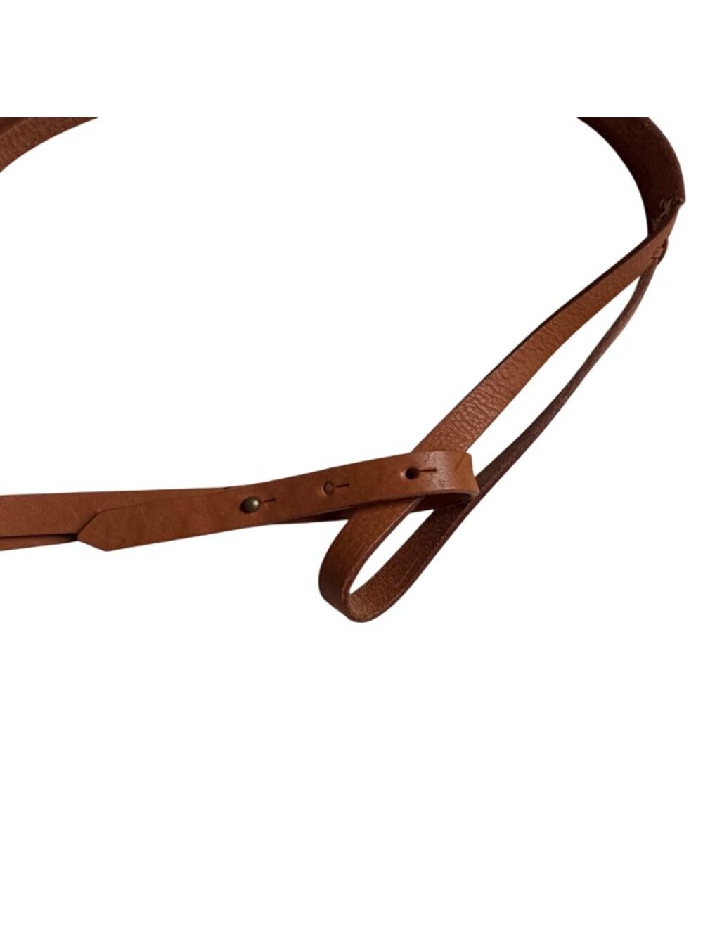 J Jill Brown Leather Skinny Double Belt Womens M Hand Stitched Details Boho - Picture 3 of 10